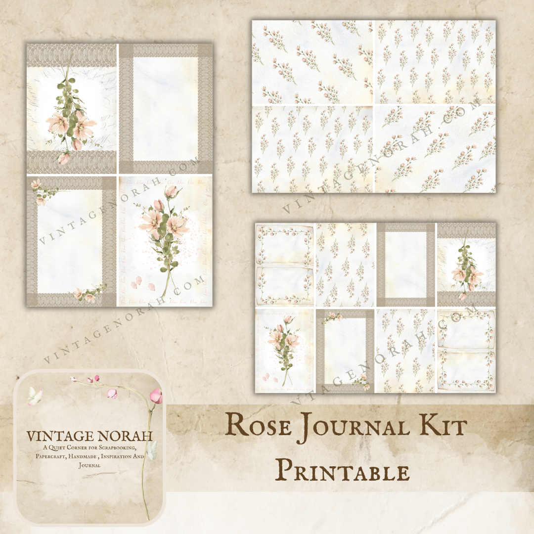 *ROSE JOURNAL by VintageNorah. Printable, Pdf.
