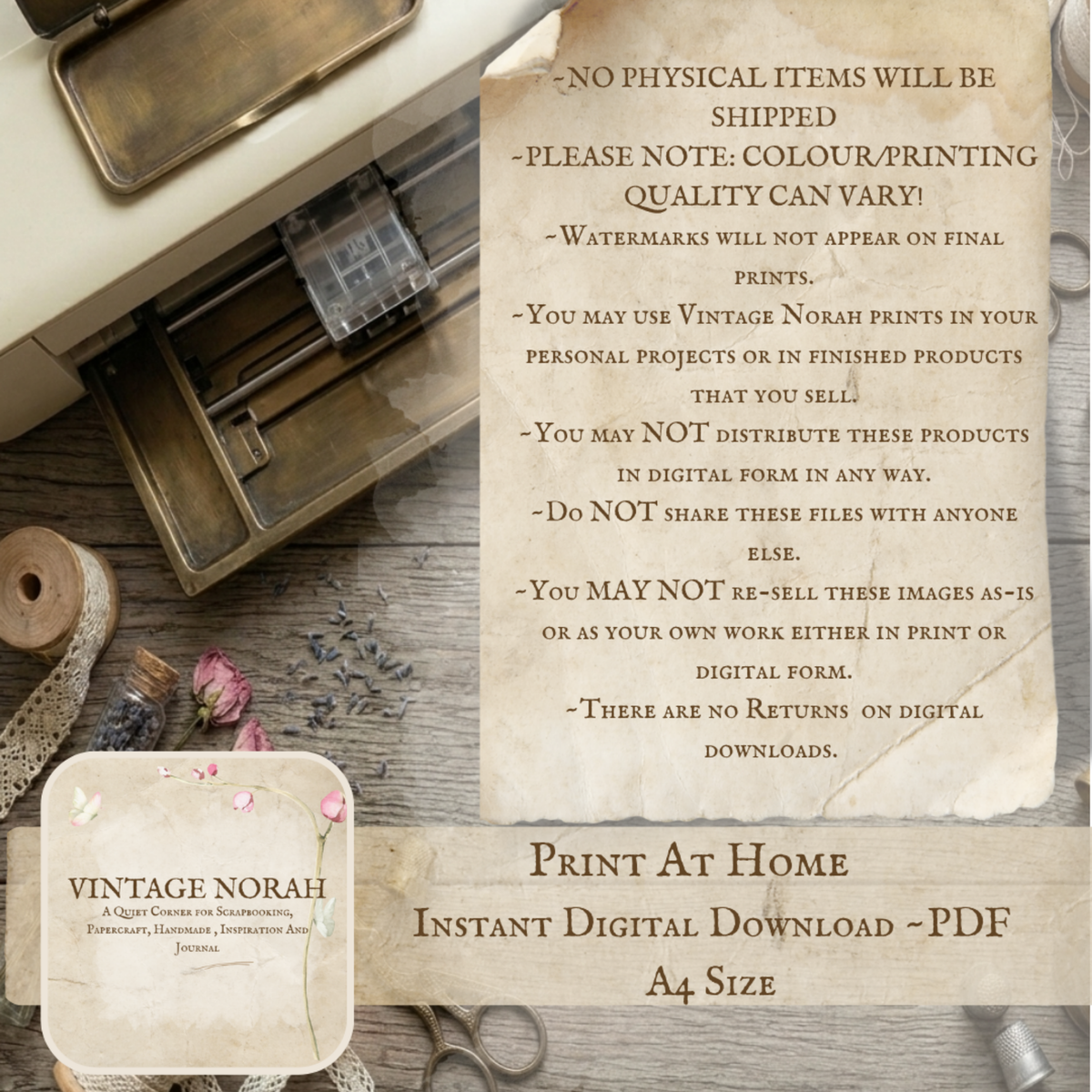 *ROSE JOURNAL by VintageNorah. Printable, Pdf.