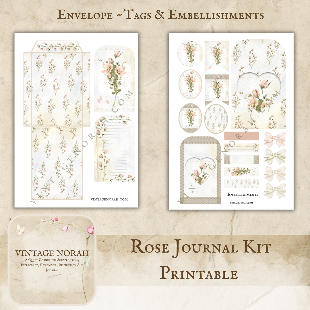 *ROSE JOURNAL by VintageNorah. Printable, Pdf.