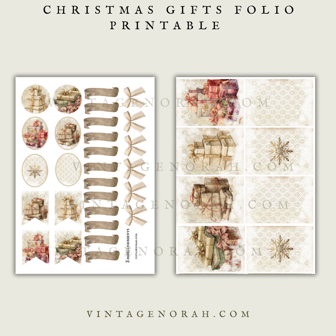 DIGITAL KIT ~ CHRISTMAS GIFT FOLIO, ENVELOPE, GIFT CARD, Printable Scrapbook ,PDF