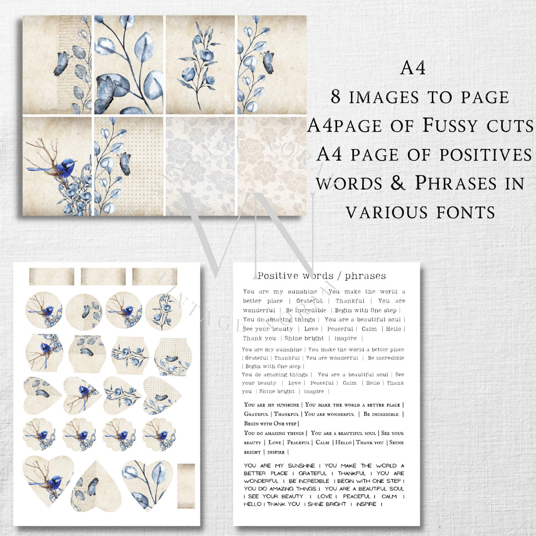 Bluebird by VintageNorah. Printable, Pdf. Journal Pages