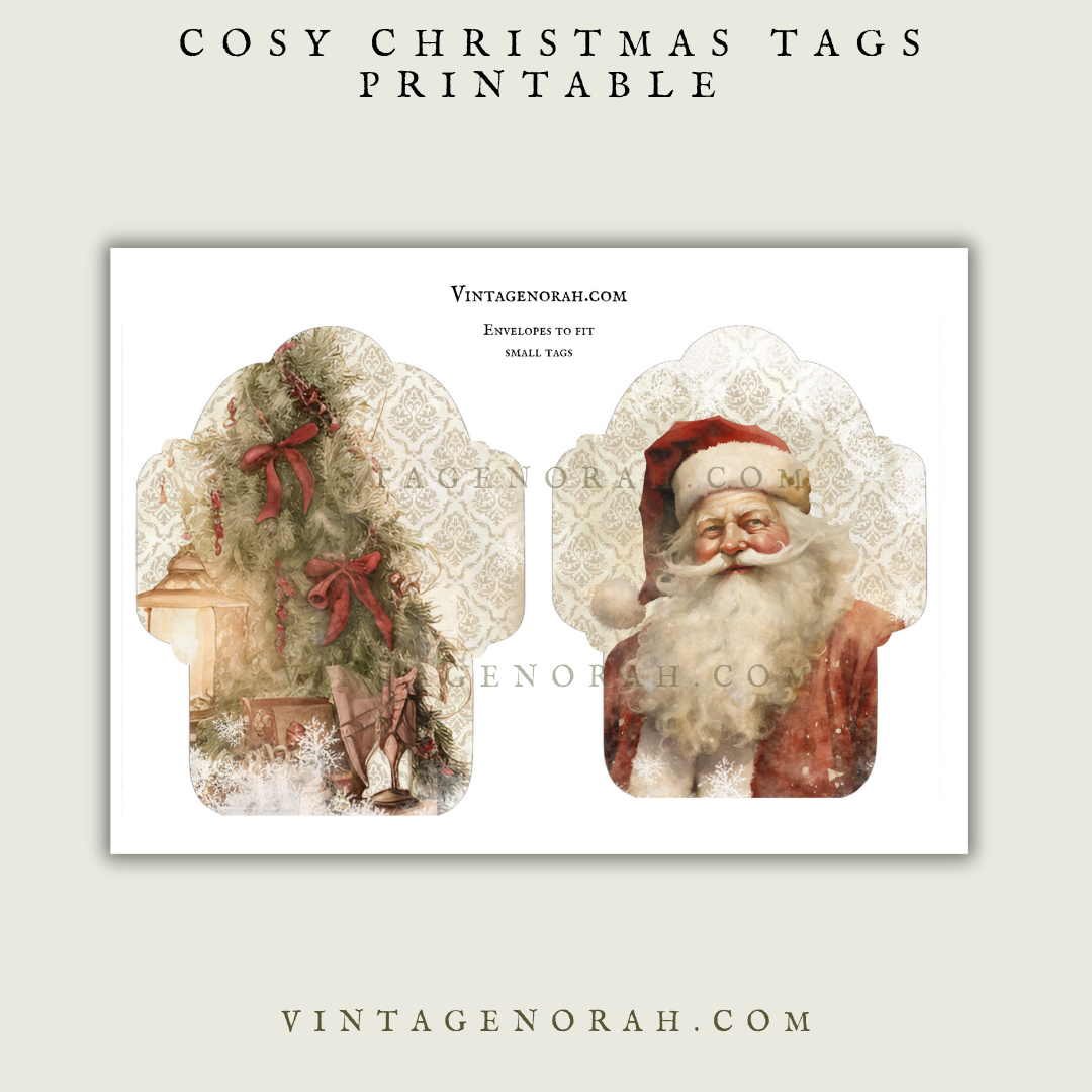 DIGITAL KIT ~ Cosy Christmas Tags, vintage, printable, pdf