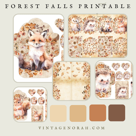 Journal Pages ~FOREST FALL by VintageNorah. Printable, Pdf.