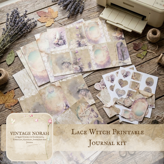*Autumn ~ LACE WITCH PRINTABLE SCRAPBOOK, JOURNAL PAPERS