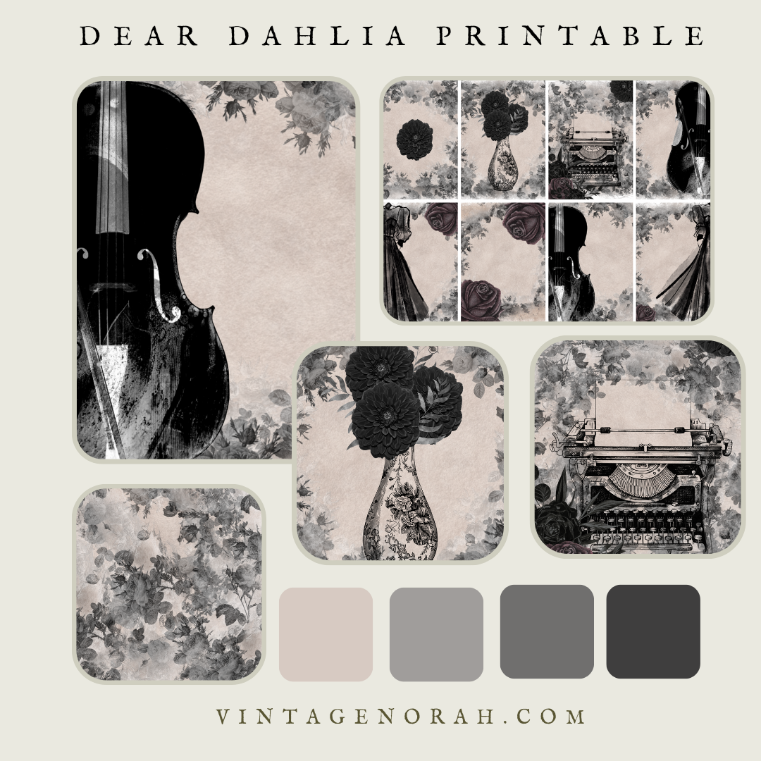 DIGITAL KIT~ Dear Dahlia by VintageNorah. Printable, Pdf.