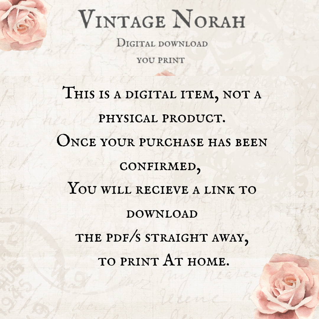 A DIGITAL KIT~ ROSE JOURNAL by VintageNorah. Printable, Pdf.