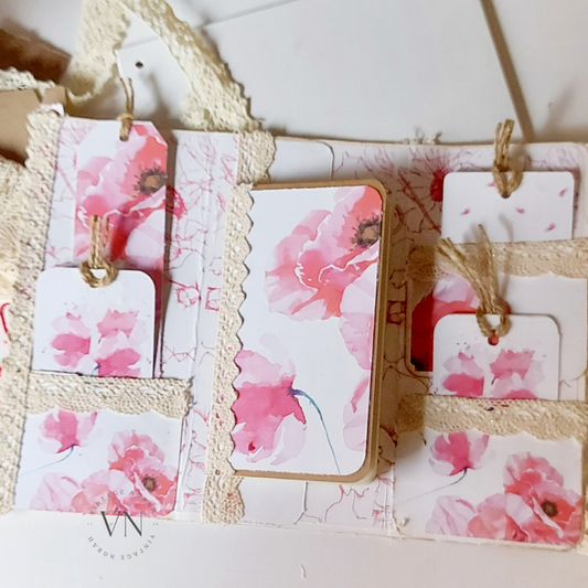 JOURNAL ~ POPPY PAPERS - Trifold Traveller Notebook/ Soft cover / Tag Notes/ Handmade/ Journal.